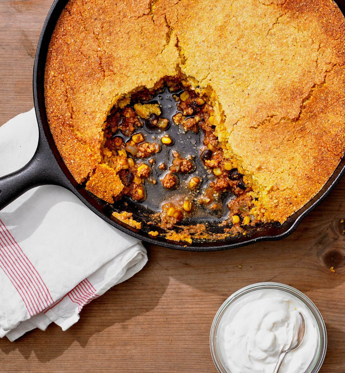 Skillet Chili Corn Bread Casserole