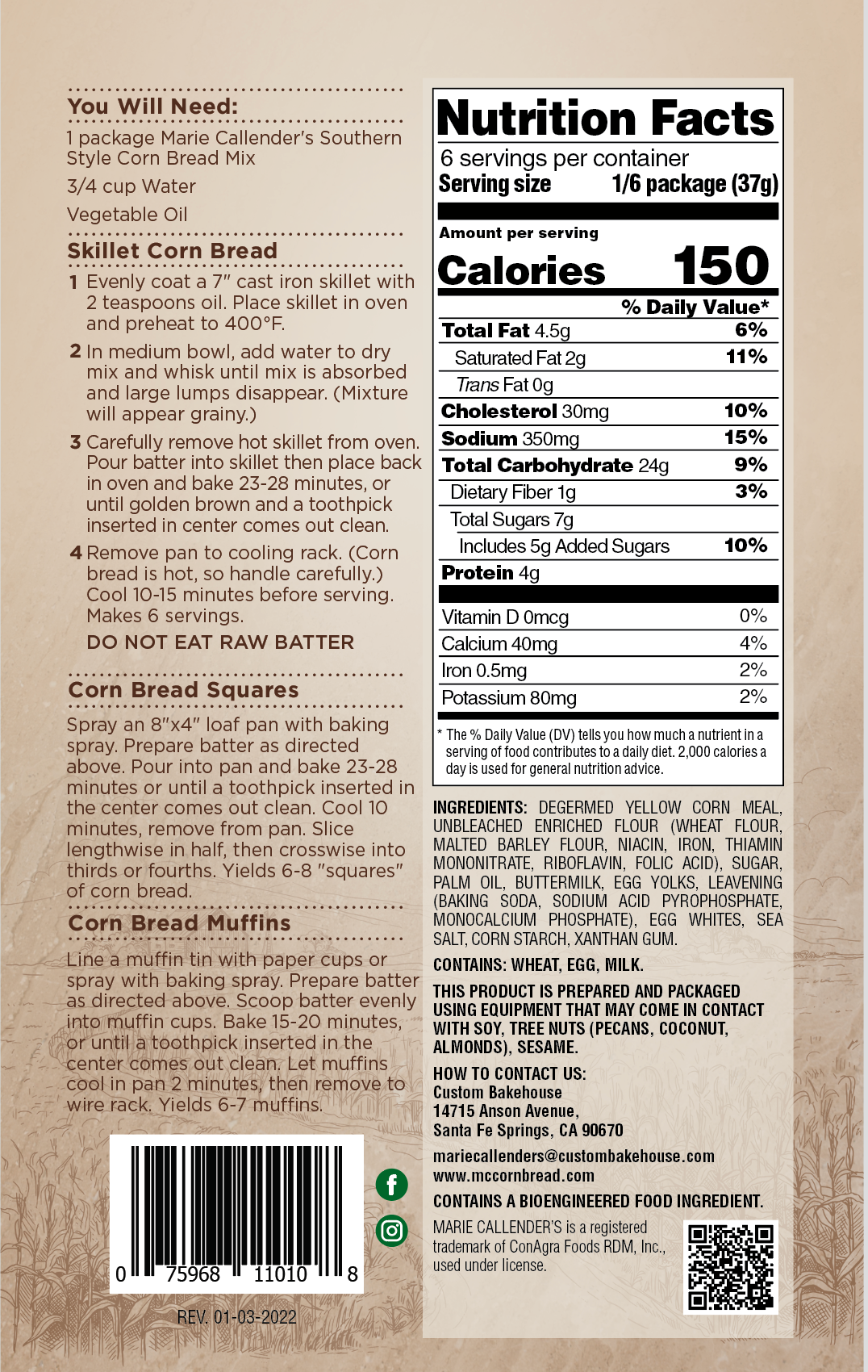 Southern Style Cornbread - 7.75 oz